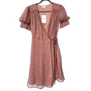 GAALA Paris NWT Diana Silk Floral Mini Wrap Dress Lavender Size 36 or US Small